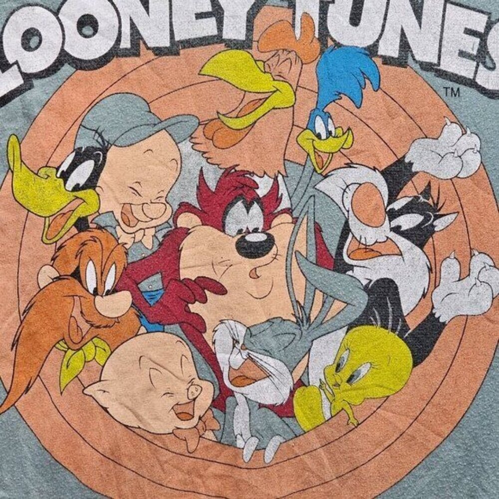 Vintage Looney Tunes men's long-sleeve tee — green, size M - Picture 4 of 9